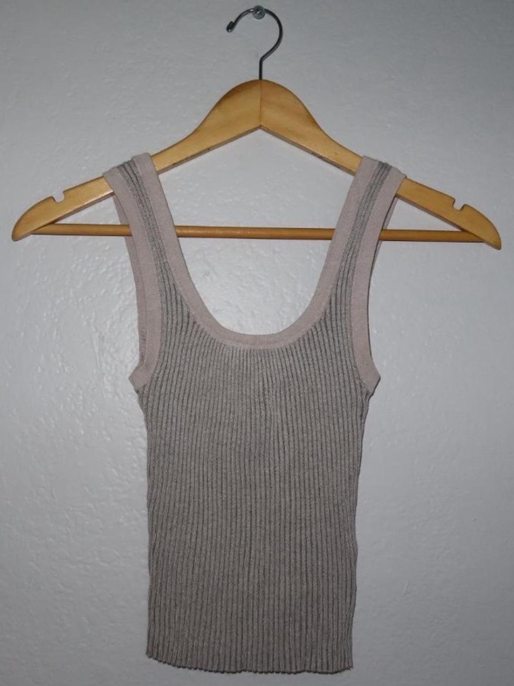 H&M Ribbed Scoop Tank Top in Taupe Pink